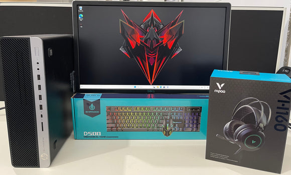 Complete Gaming Desktop Package Hexa Core i7 16GB RAM 512GB SSD 2GB Graphics Win 11  - Refurbished