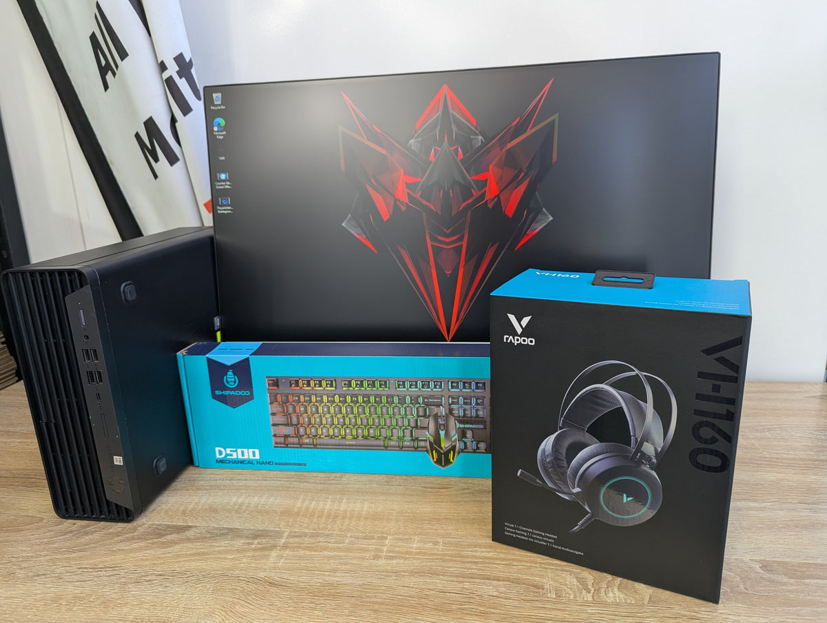Complete Gaming Desktop Package i5 10th Gen 16GB RAM 256GB SSD 4GB Graphics Win 11 - Refurbished